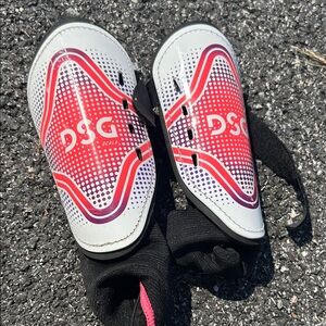 DSG Kids White, Pink & Purple Soccer Shin Guards